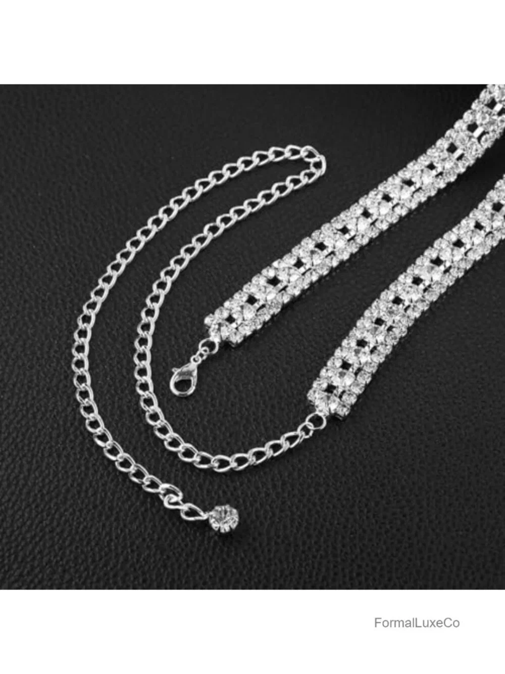 Rhinestone Waist Chain Dress Belt Body Chain Adjustable Wedding Accessory 27.7